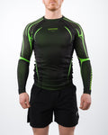 Anaconda Evolution Long Sleeve Rashguard in Black & Green for BJJ