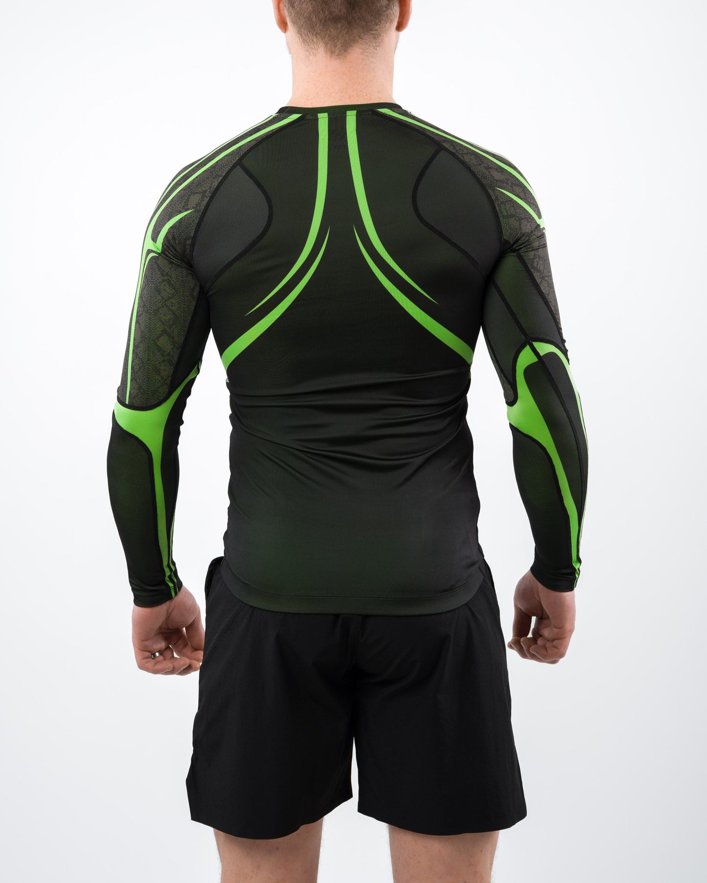 Anaconda Evolution Long Sleeve Rashguard in Black & Green for BJJ