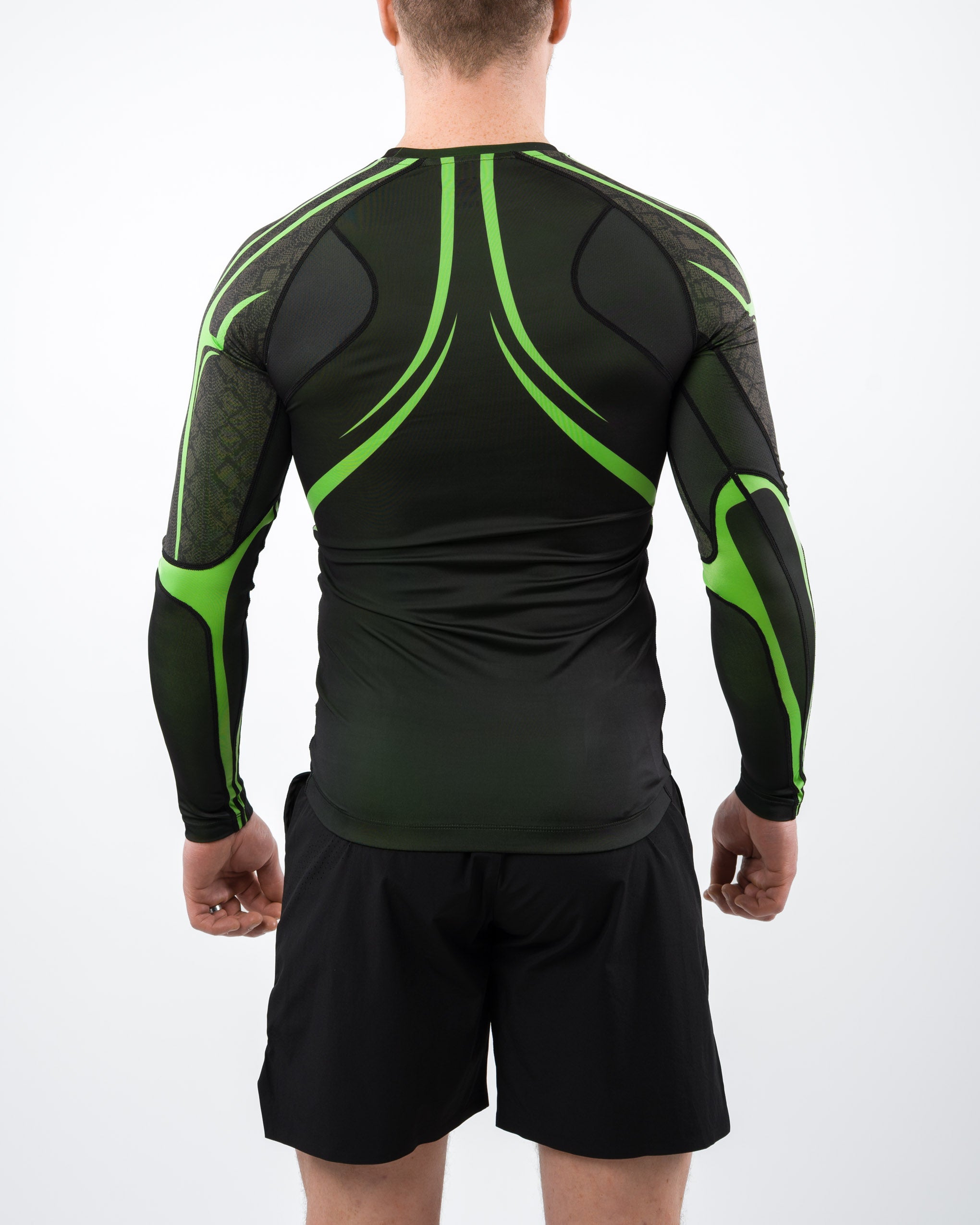 Anaconda Evolution Long Sleeve Rashguard in Black & Green for BJJ
