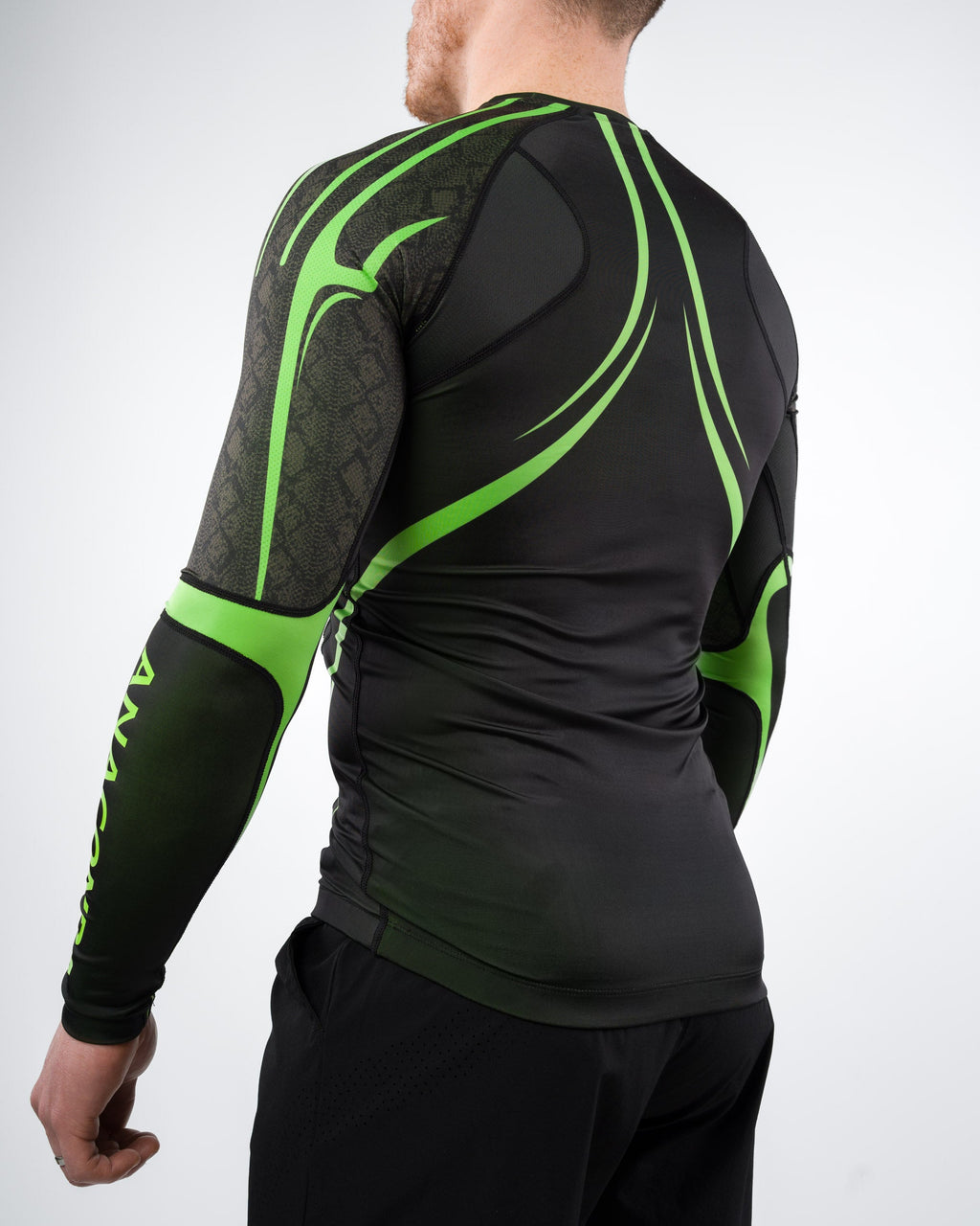 Anaconda Evolution Long Sleeve Rashguard in Black & Green for BJJ